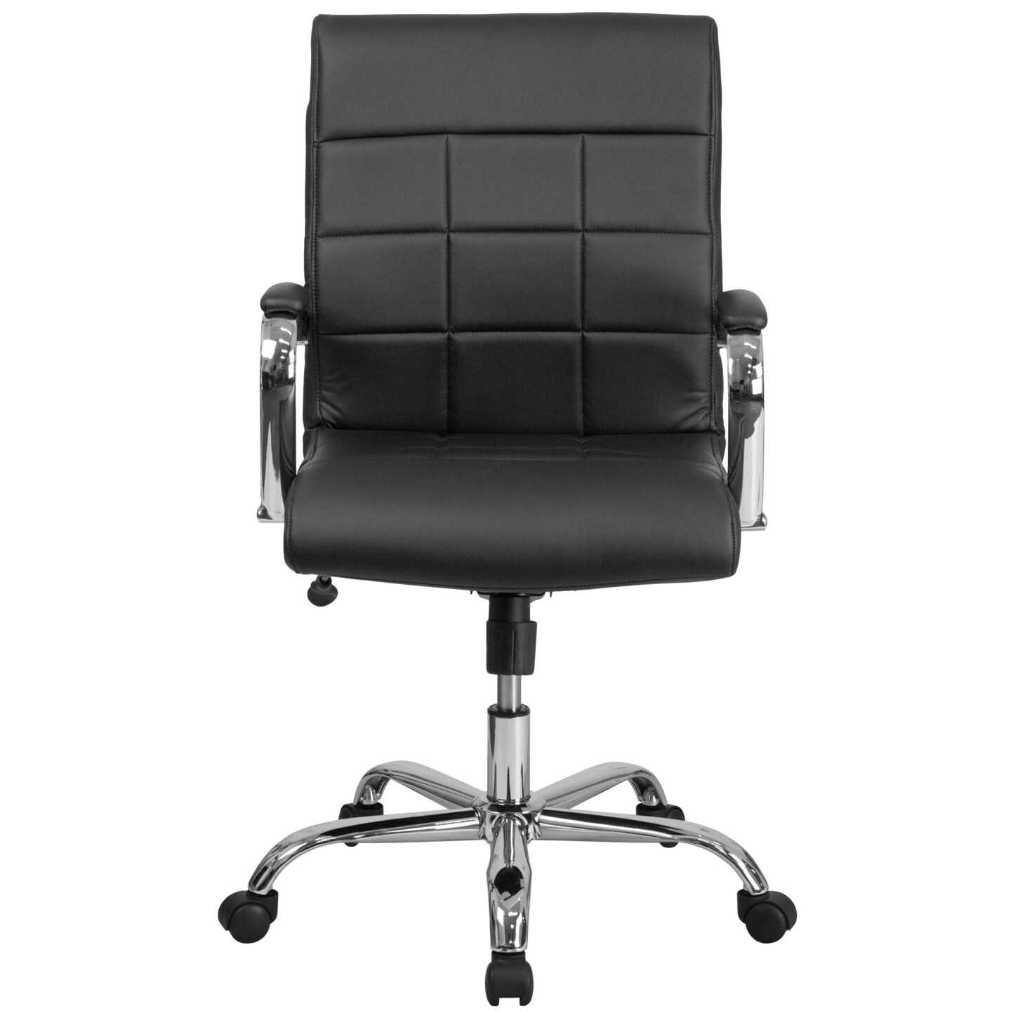 Emma and Oliver Mid-Back Vinyl Executive Swivel Office Chair with Chrome Base and Arms