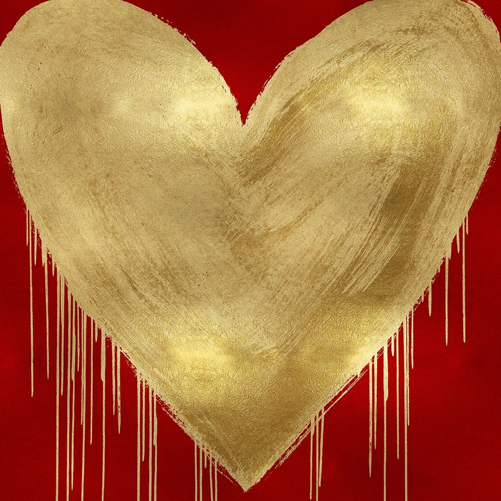 Big Hearted Gold on Red Poster Print by Lindsay Rodgers # LSG116664