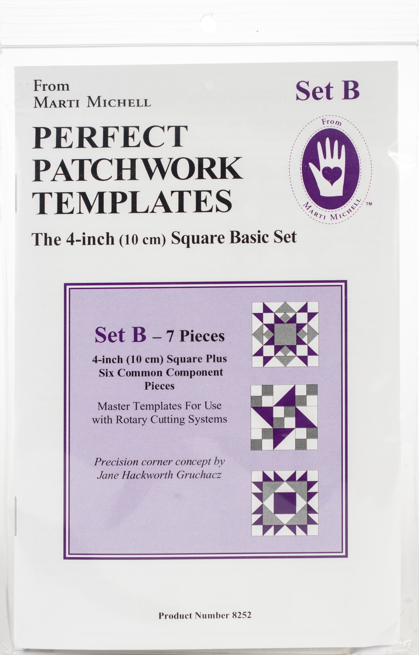 Marti Michell Perfect Patchwork Template-Set B - 4&#x22; Basic Square Set 7/Pkg