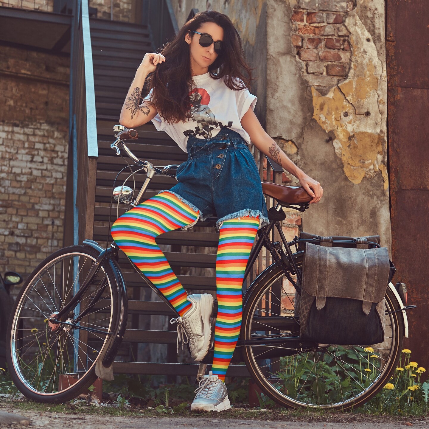 Colorful Rainbow Striped Tights - Striped Nylon Clown Stretch Pantyhose LGBT Stocking Accessories for Every Day Attire and Costumes for Teens and Children