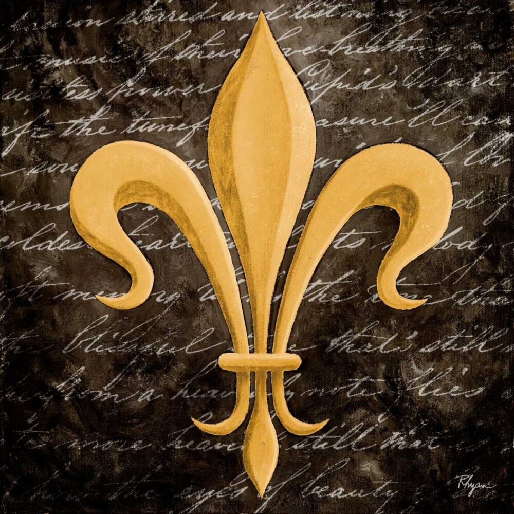 Scripted Gold Fleur de lis II Poster Print by Vivien Rhyan - Item # VARPDX10243A