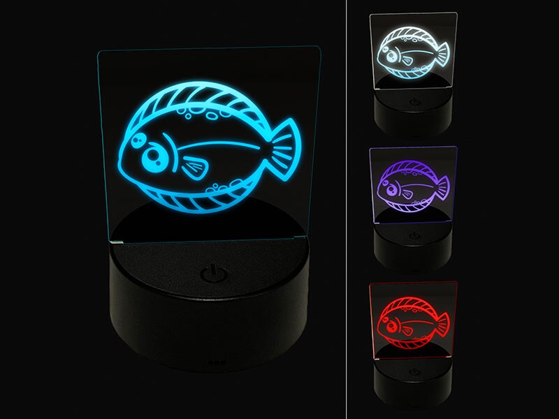 Kawaii Dab Fish 3D Illusion LED Night Light Sign Nightstand Desk Lamp