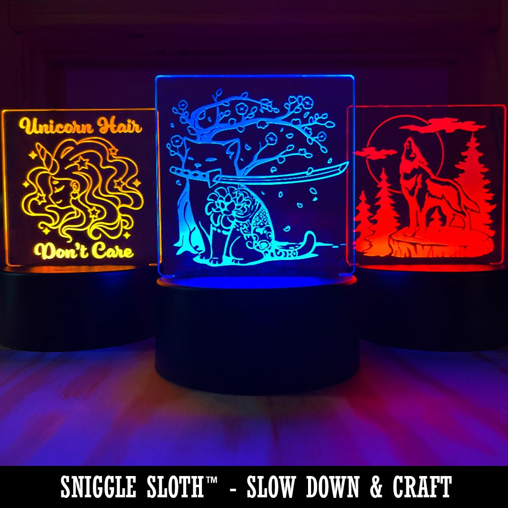 Santa in Sleigh Silhouette Christmas 3D Illusion LED Night Light Sign Nightstand Desk Lamp