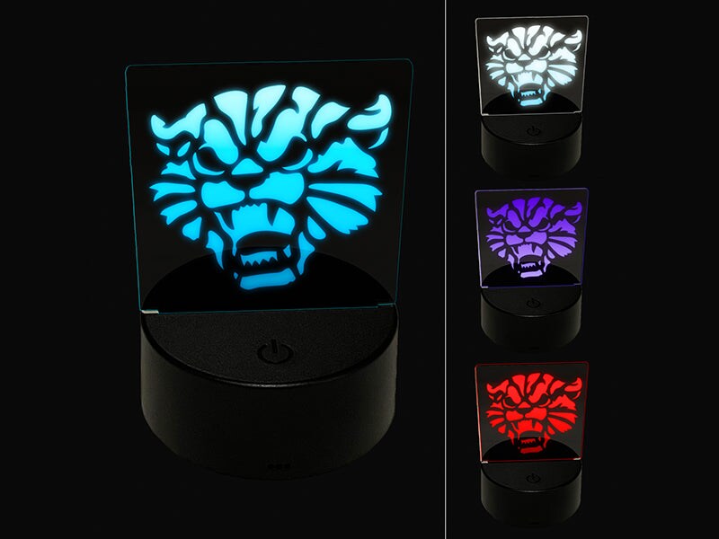 Angry and Fierce Hissing Cat 3D Illusion LED Night Light Sign Nightstand Desk Lamp
