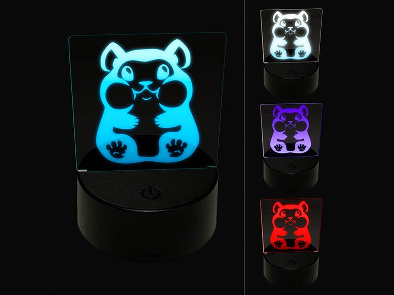 Chubby Cheek Hamster 3D Illusion LED Night Light Sign Nightstand Desk Lamp