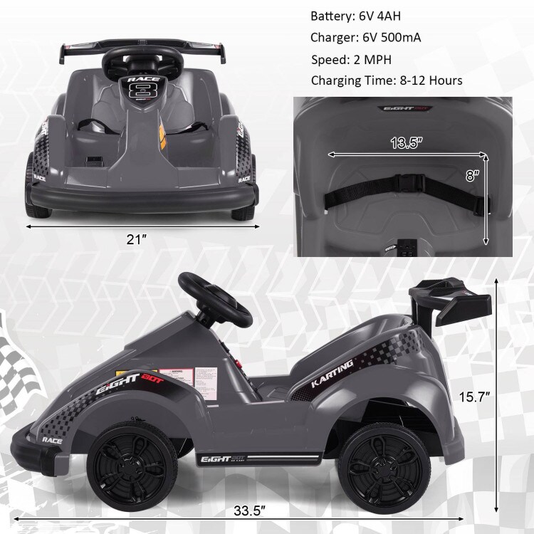 Electric Ride-On Go-Cart with Remote Control and Safety Belt