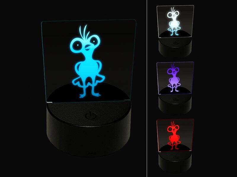 Weird Creepy Bug Eyed Bird Chicken 3D Illusion LED Night Light Sign Nightstand Desk Lamp