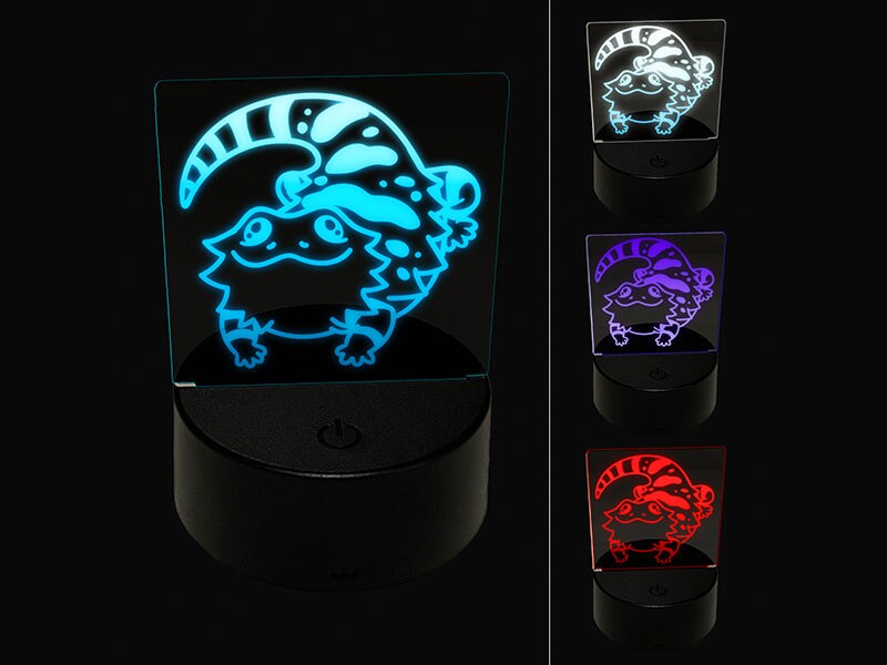 Fat Cute Bearded Dragon Lizard Reptile 3D Illusion LED Night Light Sign Nightstand Desk Lamp