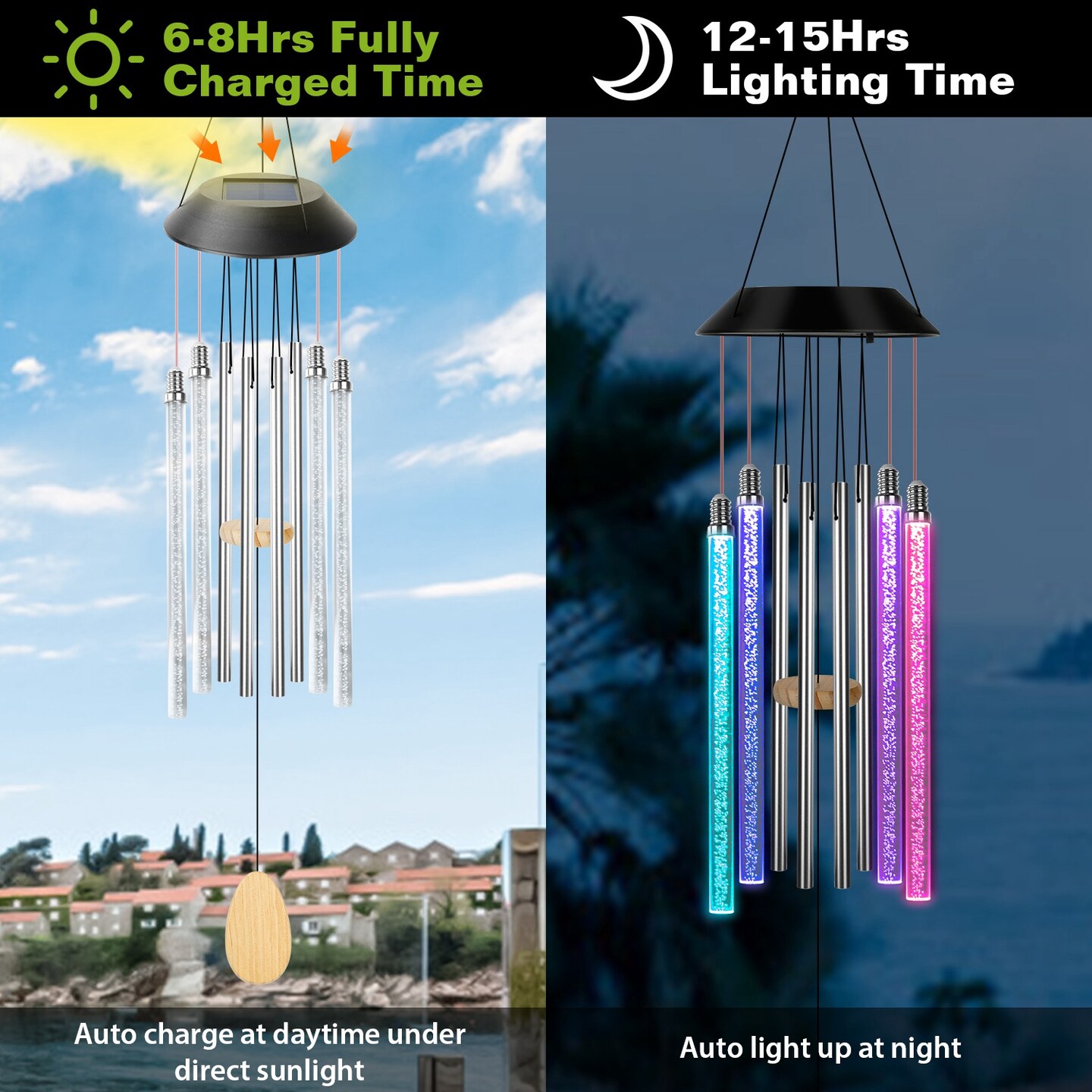 Eggracks By Global Phoenix Color Changing Solar Wind Chime Waterproof Hanging String Lights