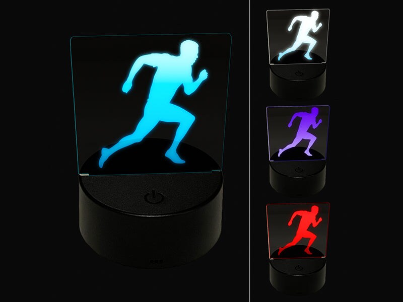 Man Running Marathon Cardio Exercise 3D Illusion LED Night Light Sign Nightstand Desk Lamp