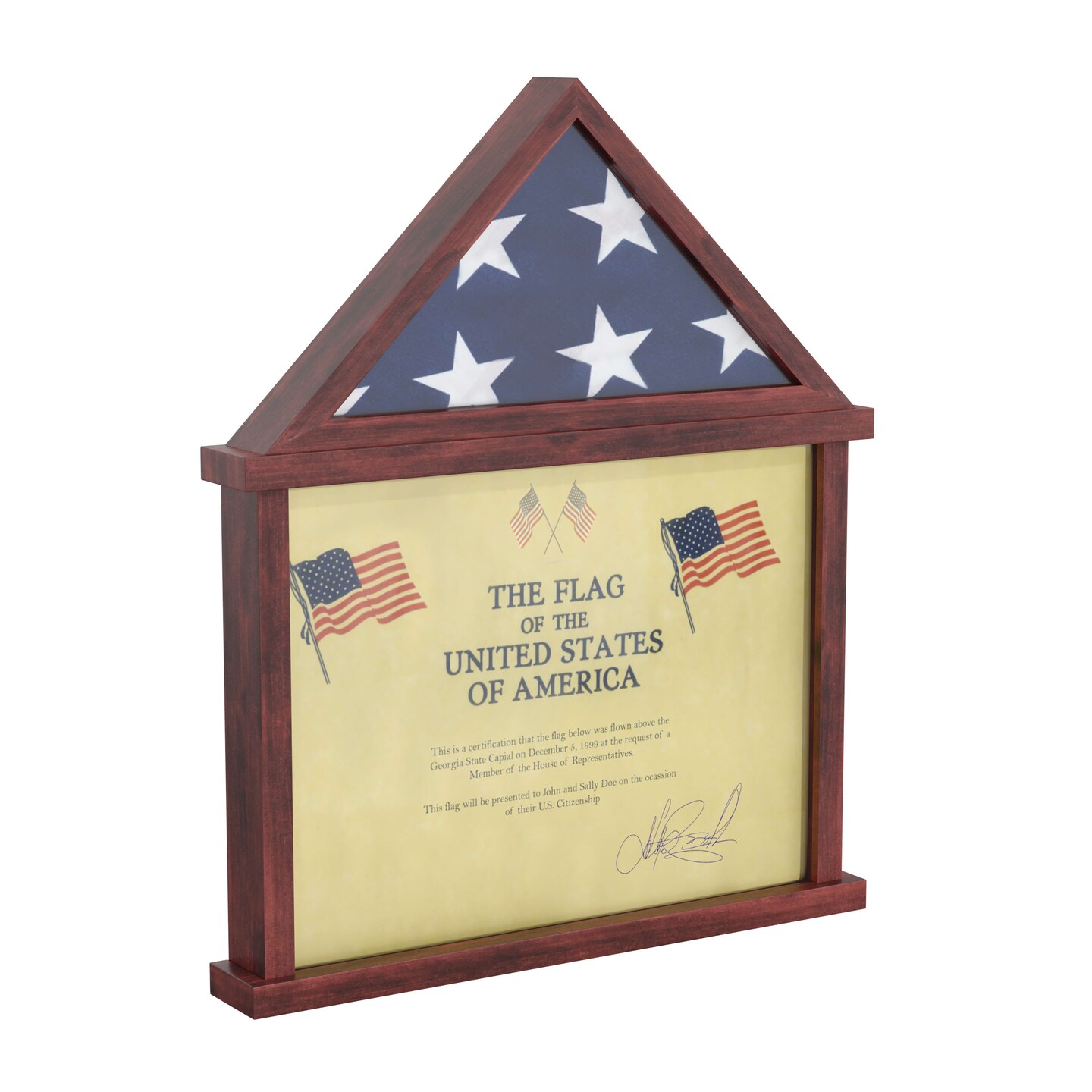 HBCY Creations Memorial Flag, Certificate And Shadow Box Display Case Small - Solid Wood