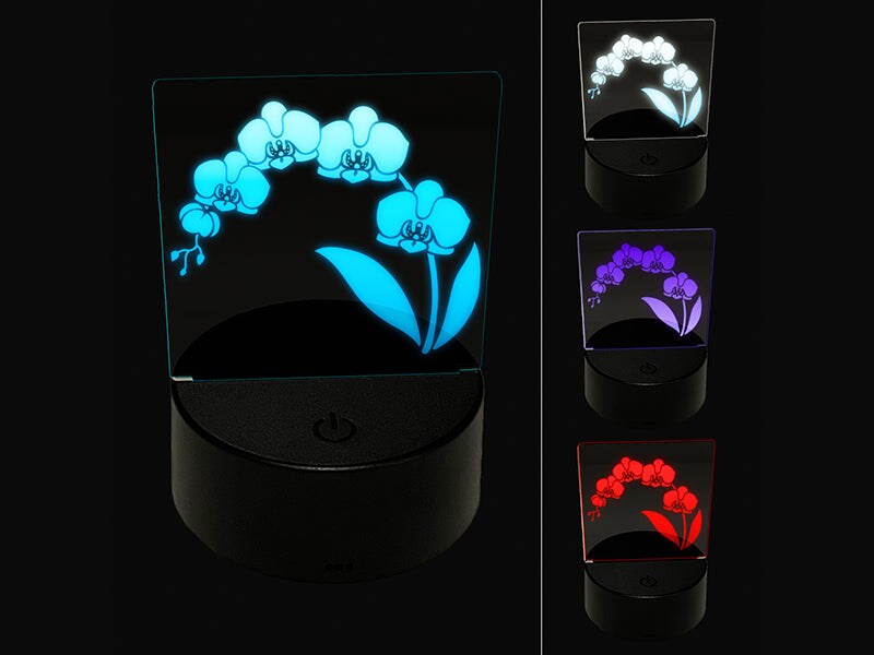 Stem of Orchids Flowers 3D Illusion LED Night Light Sign Nightstand Desk Lamp