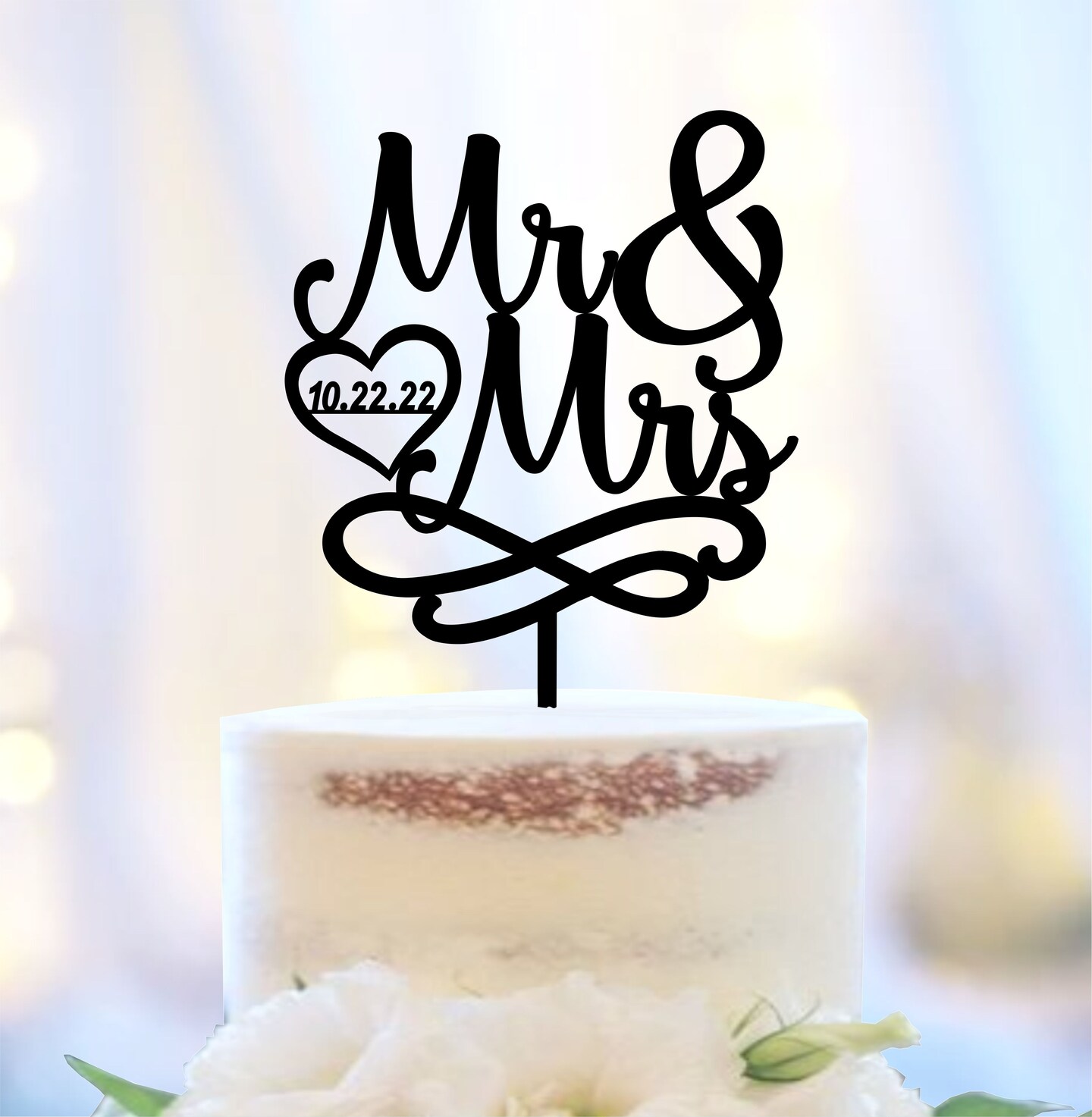Acrylic Wedding Cake Topper ~ Mr and Mrs with Date ~ Mr, Mrs Script ...