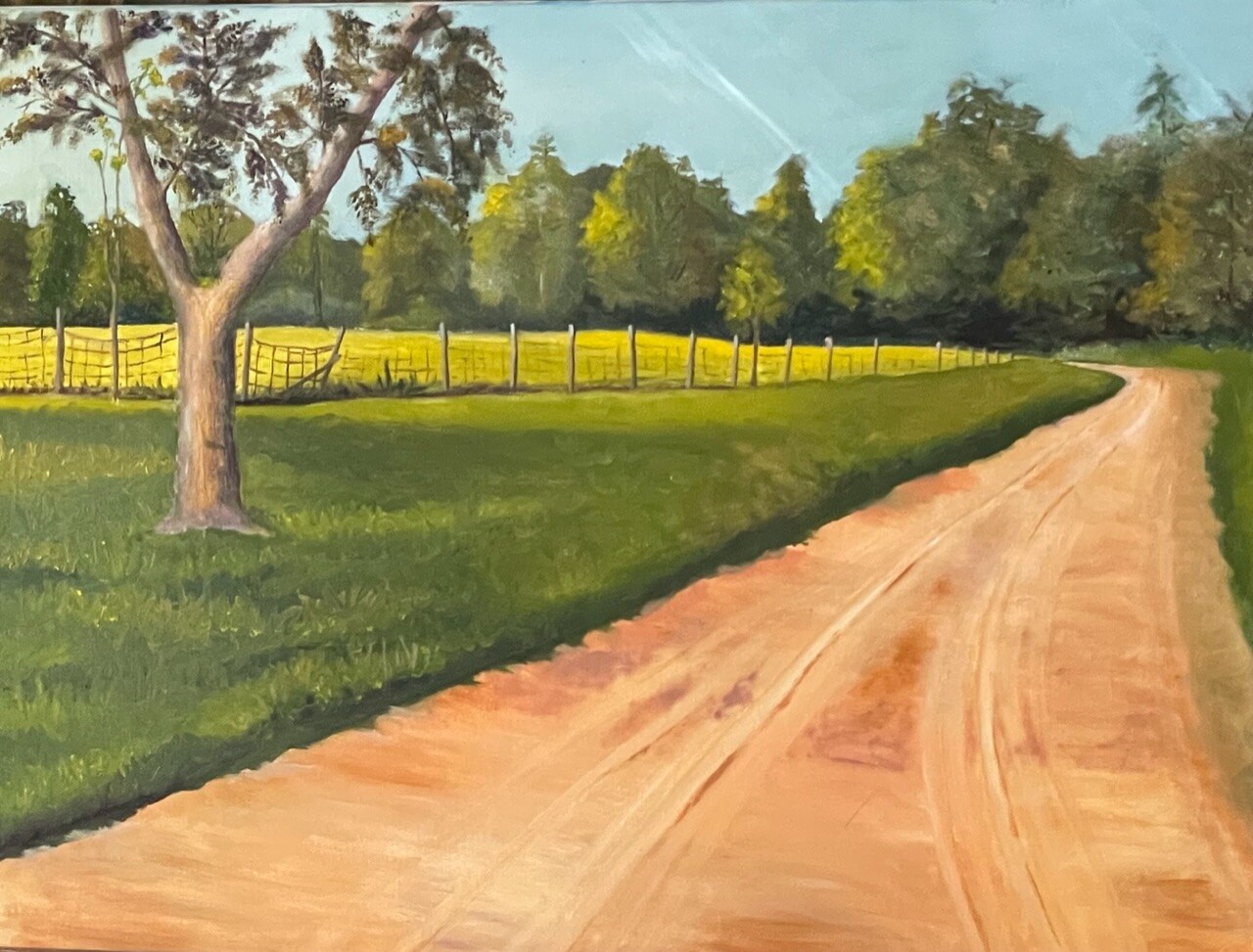 Country road landscape painting. 16x20 Original oil on canvas. Pastoral.  Summer day. | MakerPlace by Michaels, image size:1080x821