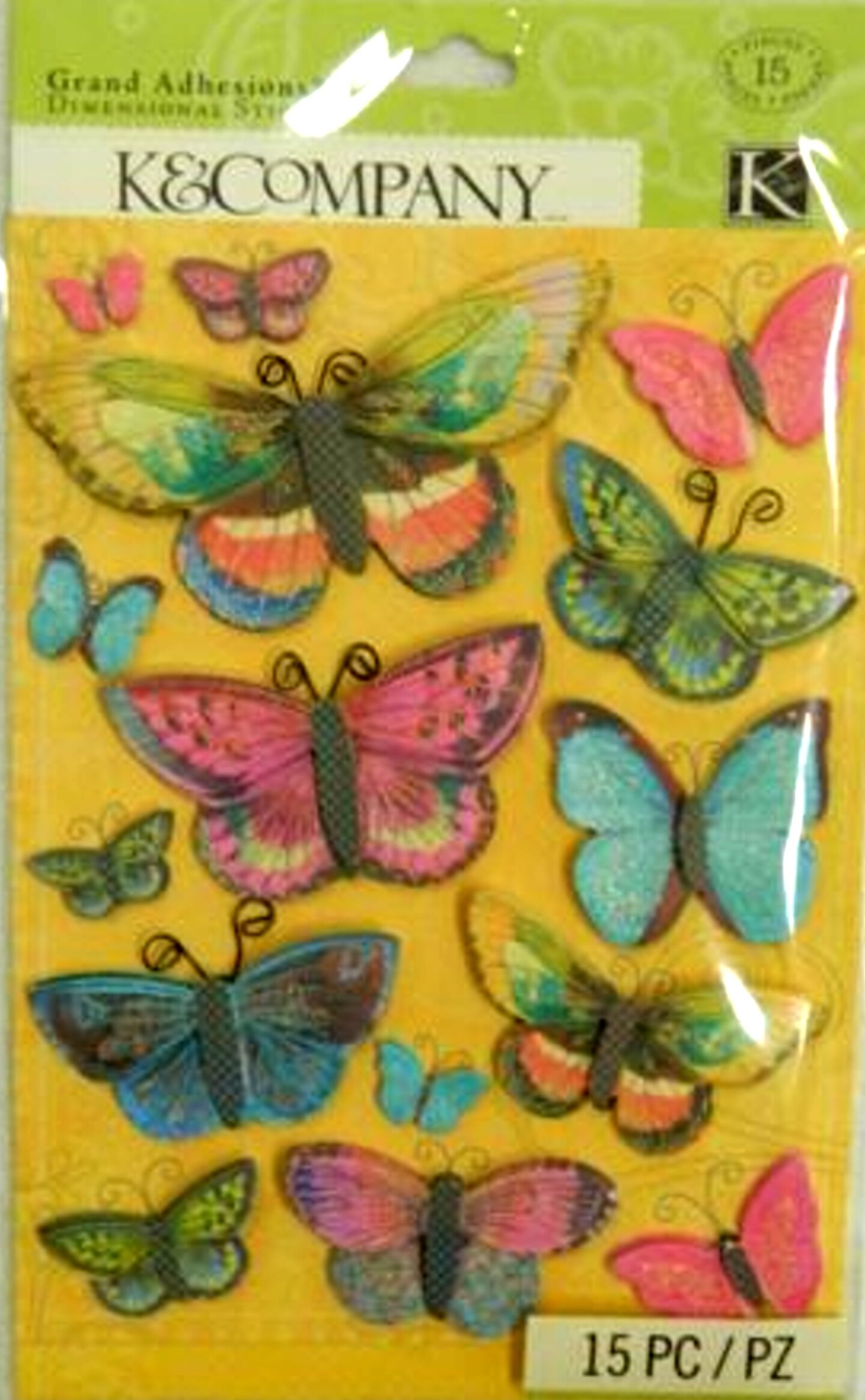 K &#x26; Company Serendipity Butterfly Grand Adhesions Dimensional Stickers
