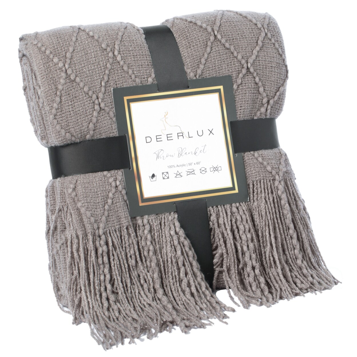 Deerlux Decorative Throw Blanket - 50x60in Soft Knit with Delightful Fringe Edges for a Sophisticated and Cozy Touch to Your