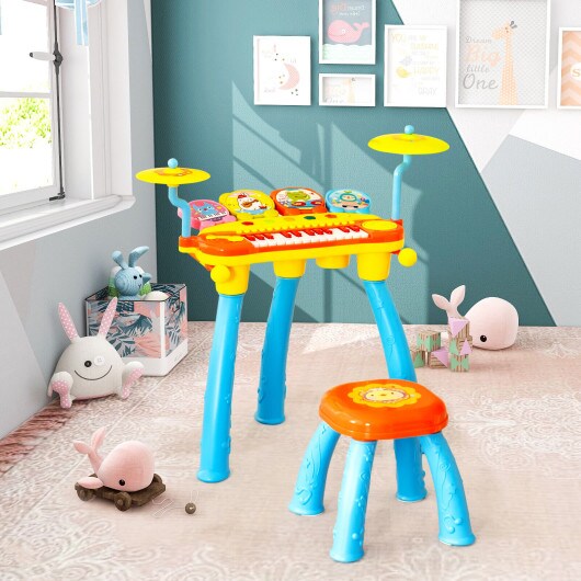 24-Key Piano Keyboard DJ Drum Combination with Microphone Ideal for Educational Musical Toy for Kids