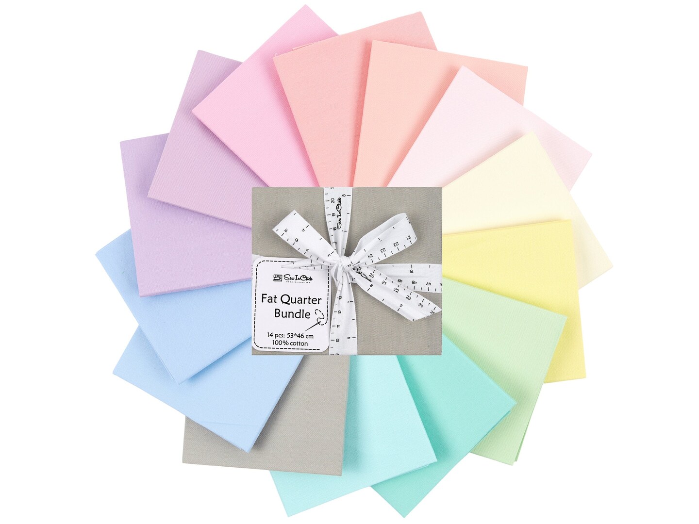 Fat Quarter Bundle -100% Cotton | Pastel Mix l Mix - 14 Colors | Quilting &#x26; Crafting Fabric |Special Gift