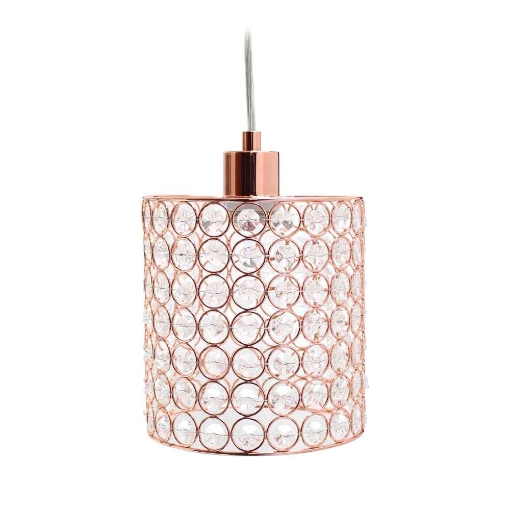Elegant Designs   1 Light Elipse Crystal Cylinder Pendant, Rose Gold
