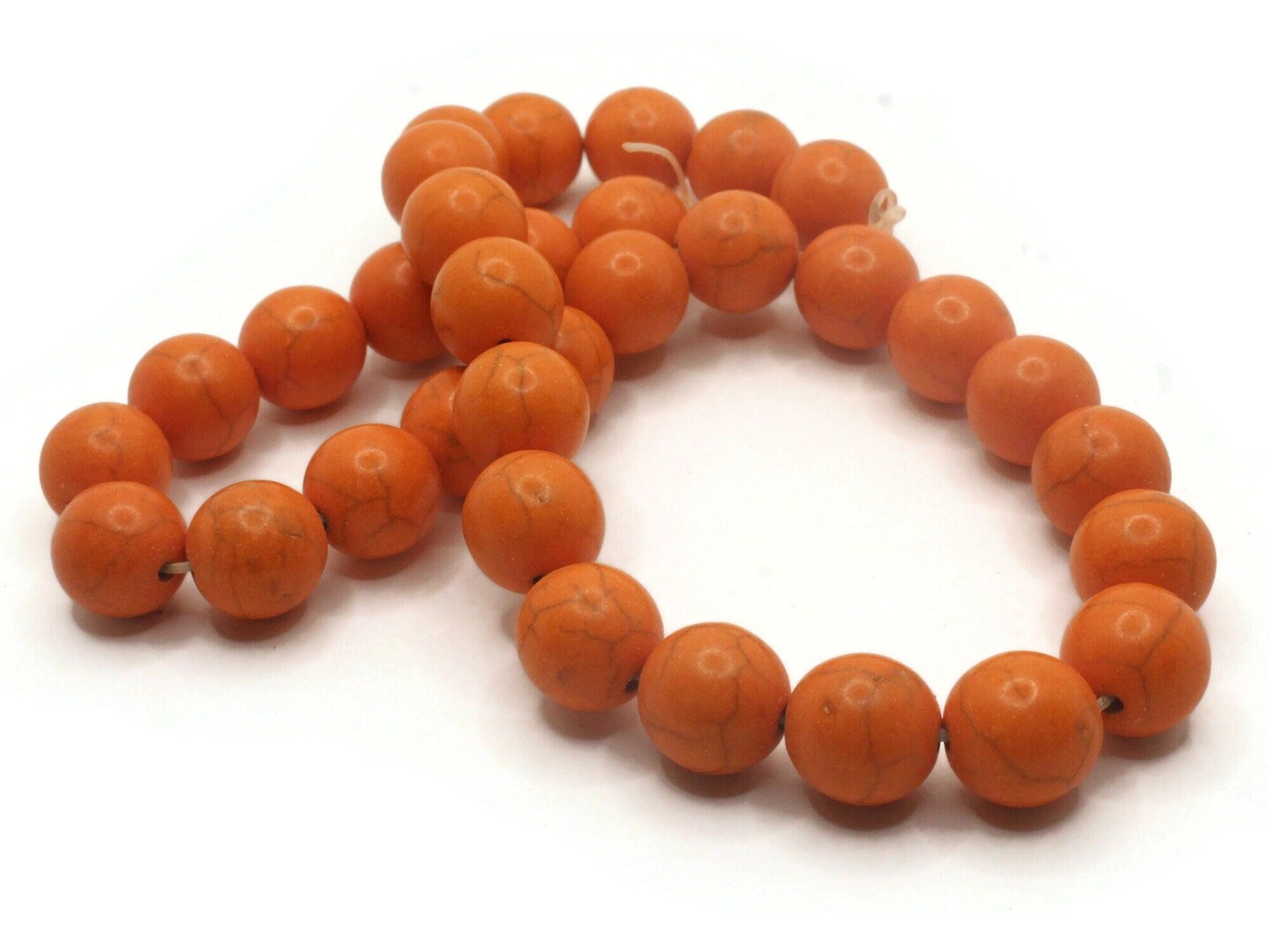 32 12mm Round Dyed Orange Synthetic Turquoise Stone Beads