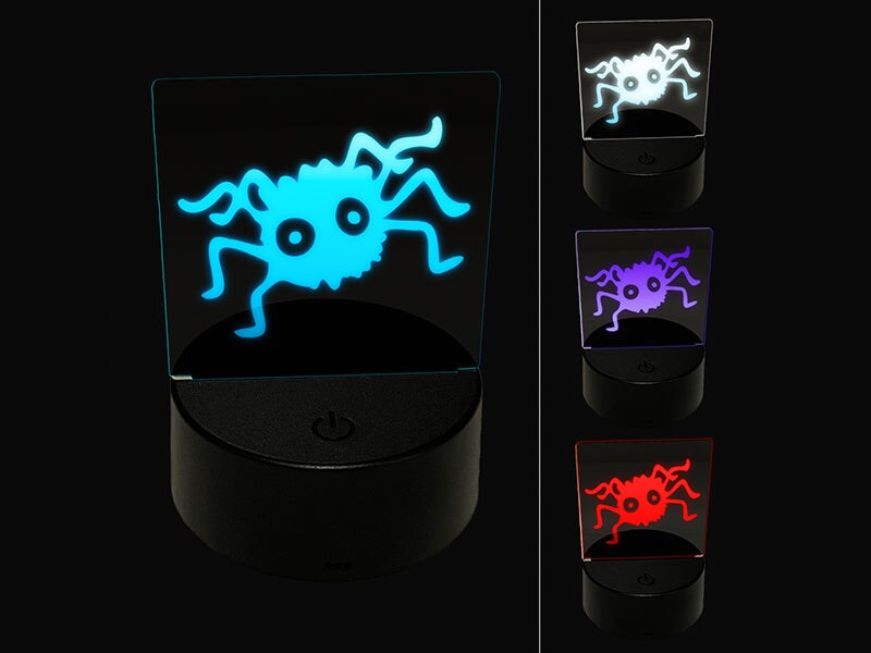 Fuzzy Cartoon Bug Spider 3D Illusion LED Night Light Sign Nightstand Desk Lamp