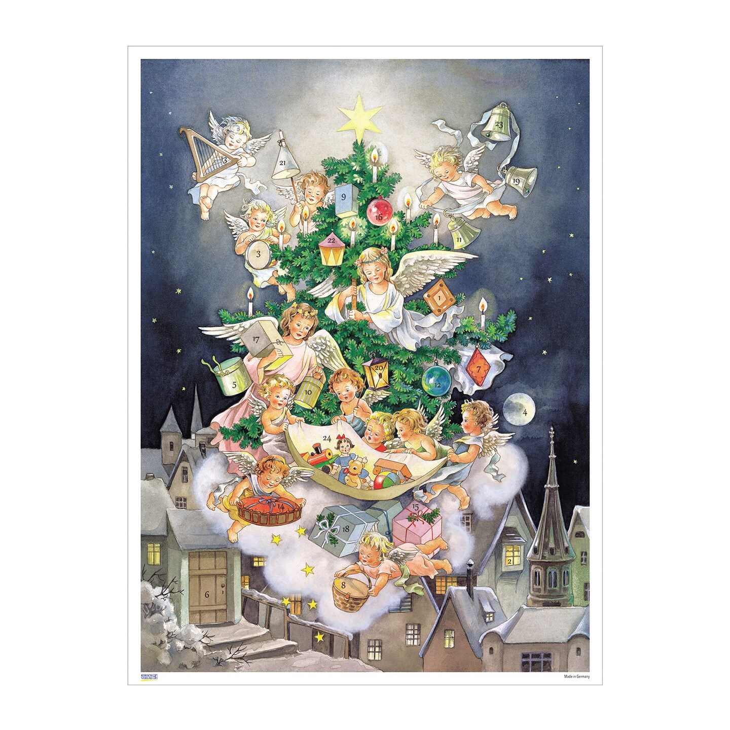 Holiday Seasonal Christmas Decorative Korsch Advent Calendar - Scene with  Heavenly Angels - 15.375"Hx11.5"Wx0.1"D | Michaels