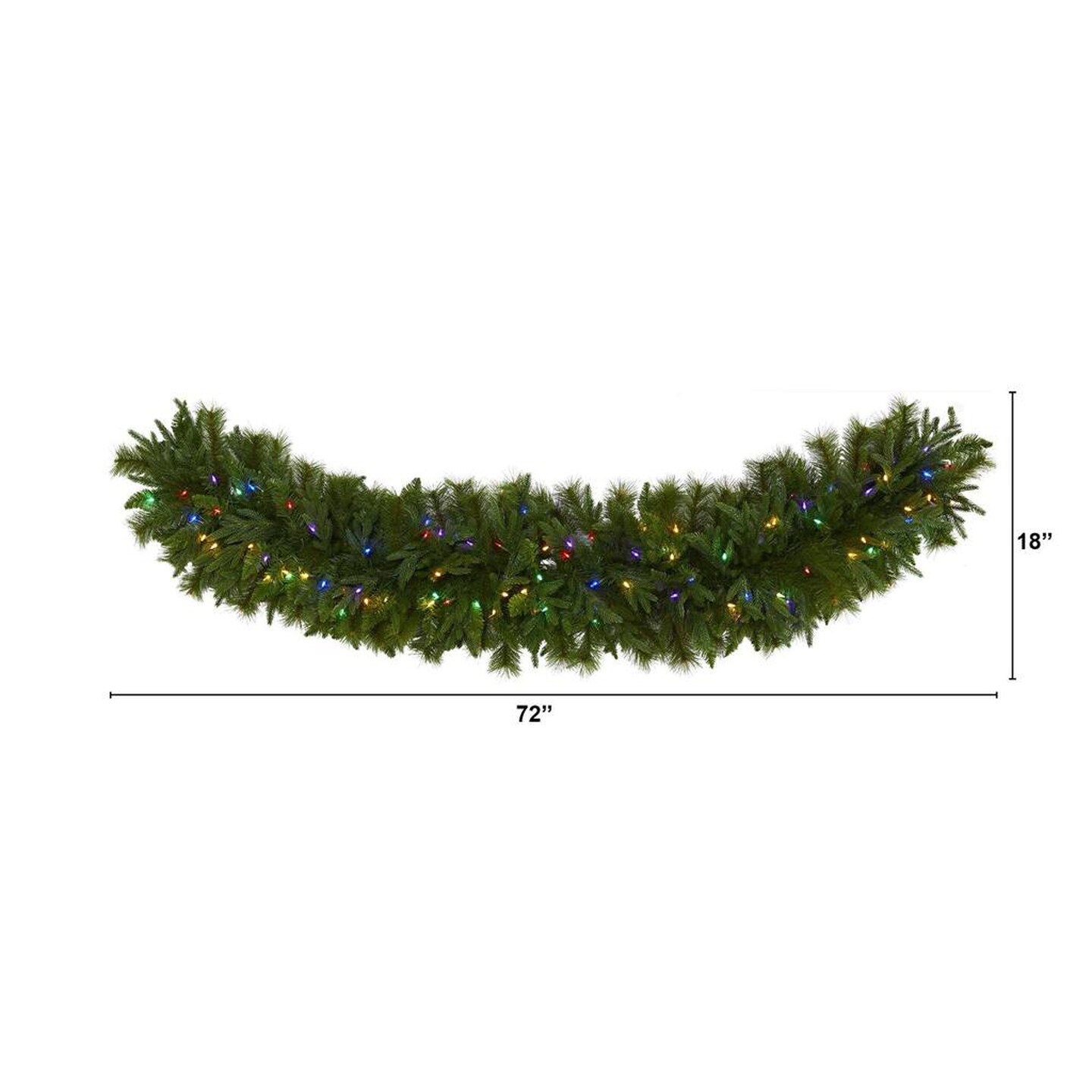 Nearly Natural 6&#x27; x 18&#x22; Christmas Pine Extra Wide Artificial Garland with 100 Multicolored LED Lights