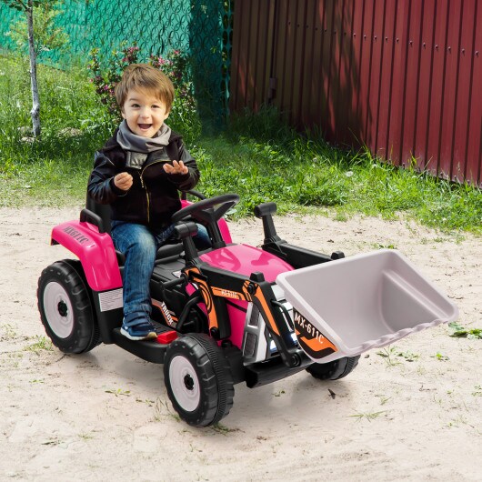 Kids Ride-On Excavator with Manual and Remote Control, LED Lights