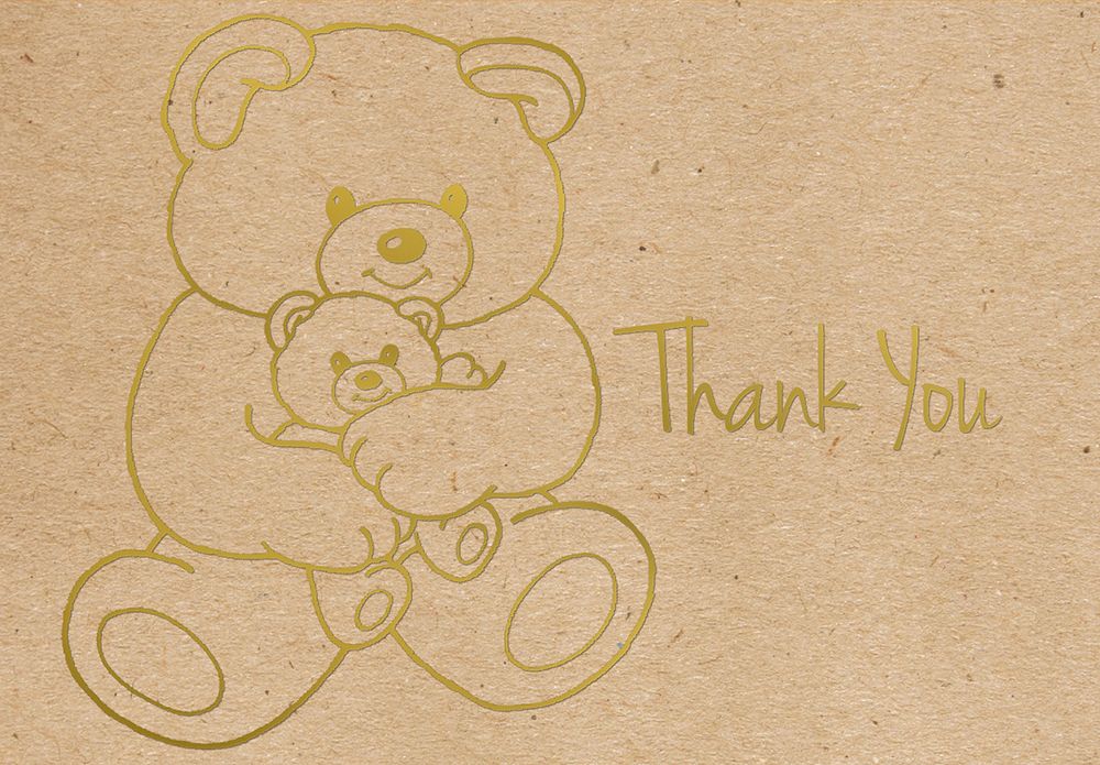 Great Papers! Teddy Bear with Gold Foil Thank You Note Card, 4.875&#x22; x 3.375&#x22; (folded), 50 cards/50 envelopes