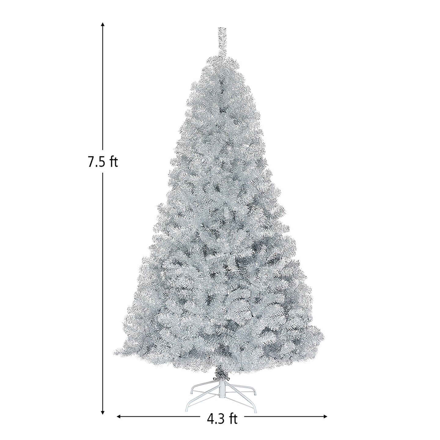 Costway 7.5Ft Hinged Unlit Artificial Tinsel Christmas Tree Holiday,Silver ,Gold
