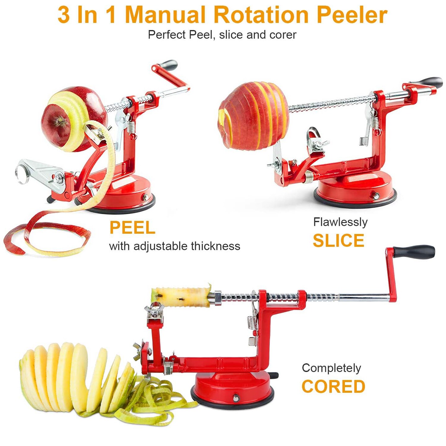 Eggracks By Global Phoenix 3In 1 Apple Peeler Manual Rotation Potato Fruit Core Slicer