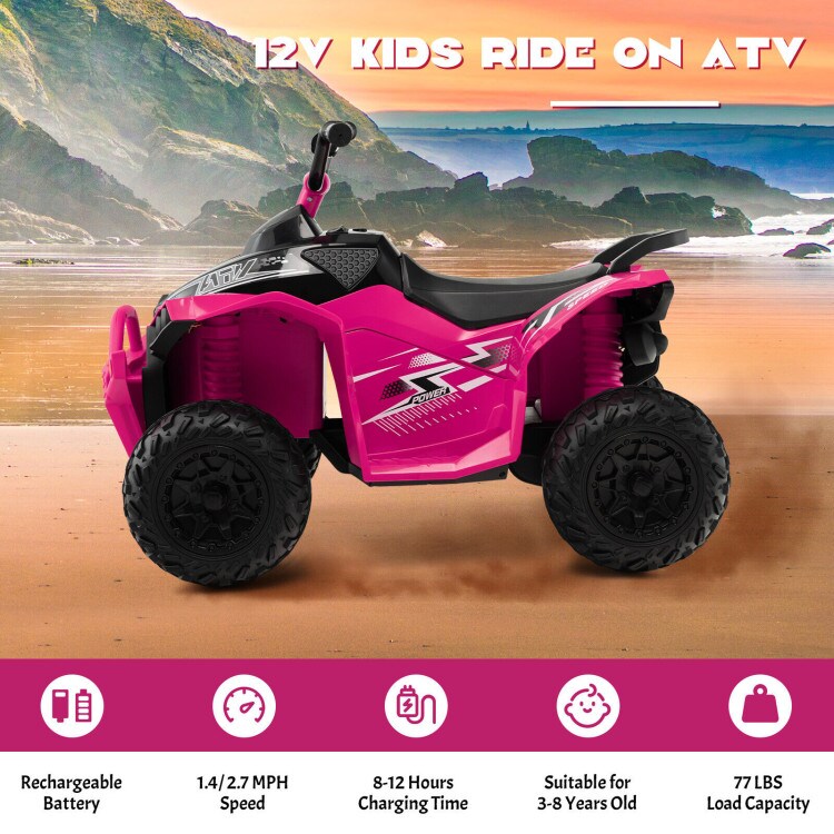 Kids Ride On ATV with Rechargeable Battery, Music and Anti-Slip Wheels