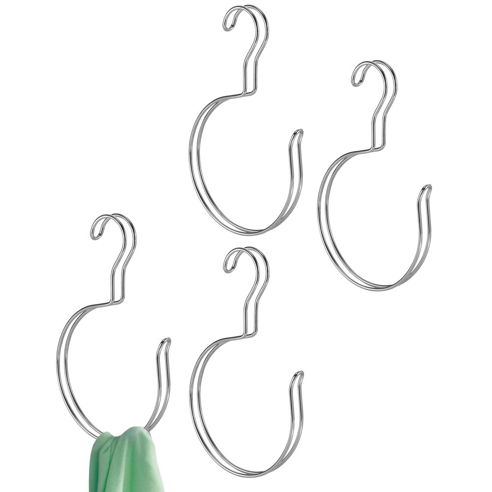 mDesign Hanging Accessory and Scarf Holder, Closet Organizer, 4 Pack - Chrome