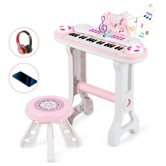 37-Key Kids Electronic Piano Keyboard Play-set with Microphone and Fun Flash Light
