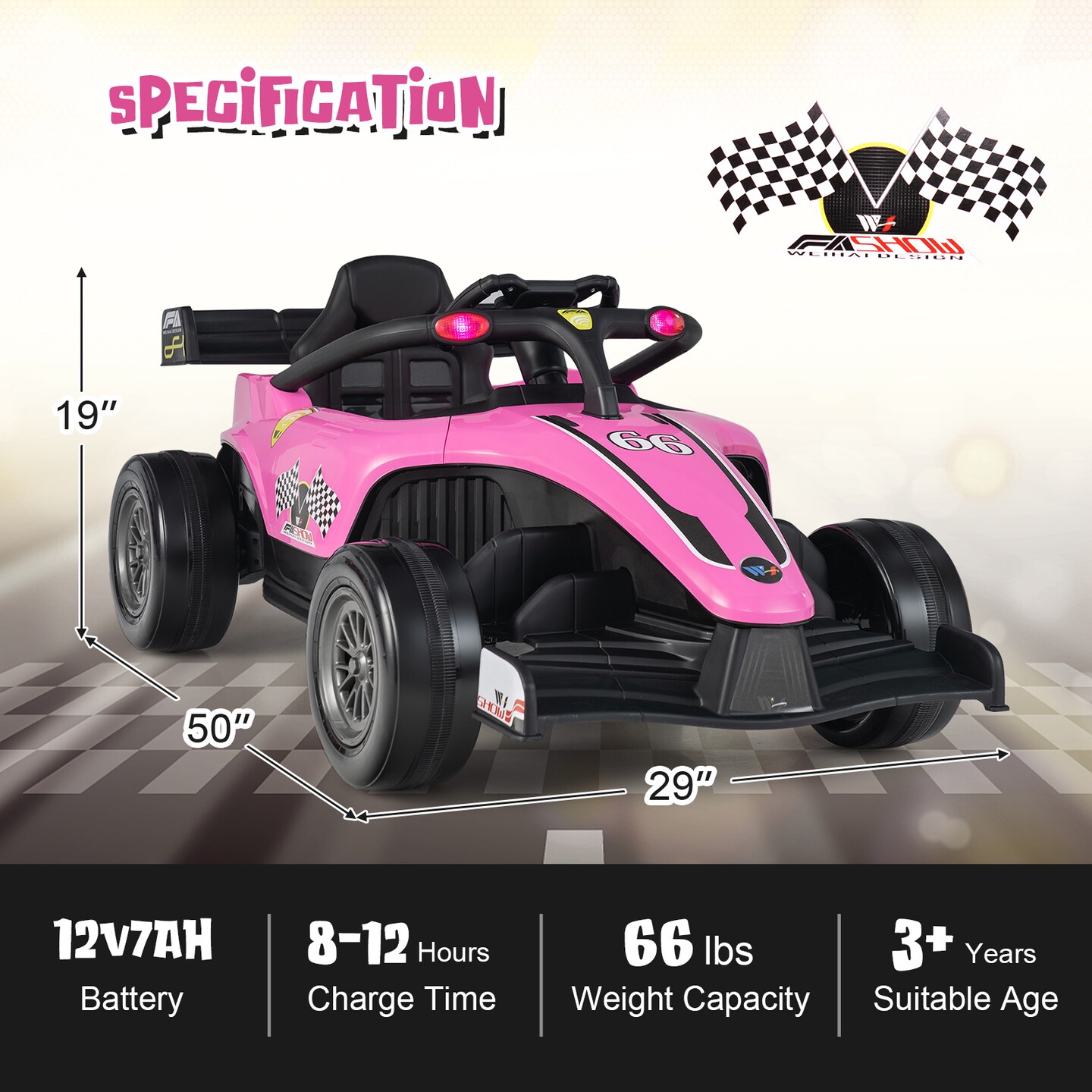12V Kids Ride on Electric Formula Racing Car with Parental Remote Control and Manual Control