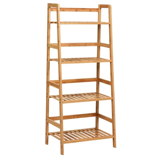 4-Tier Bamboo Plant Rack with Guardrails Stable and Space-Saving