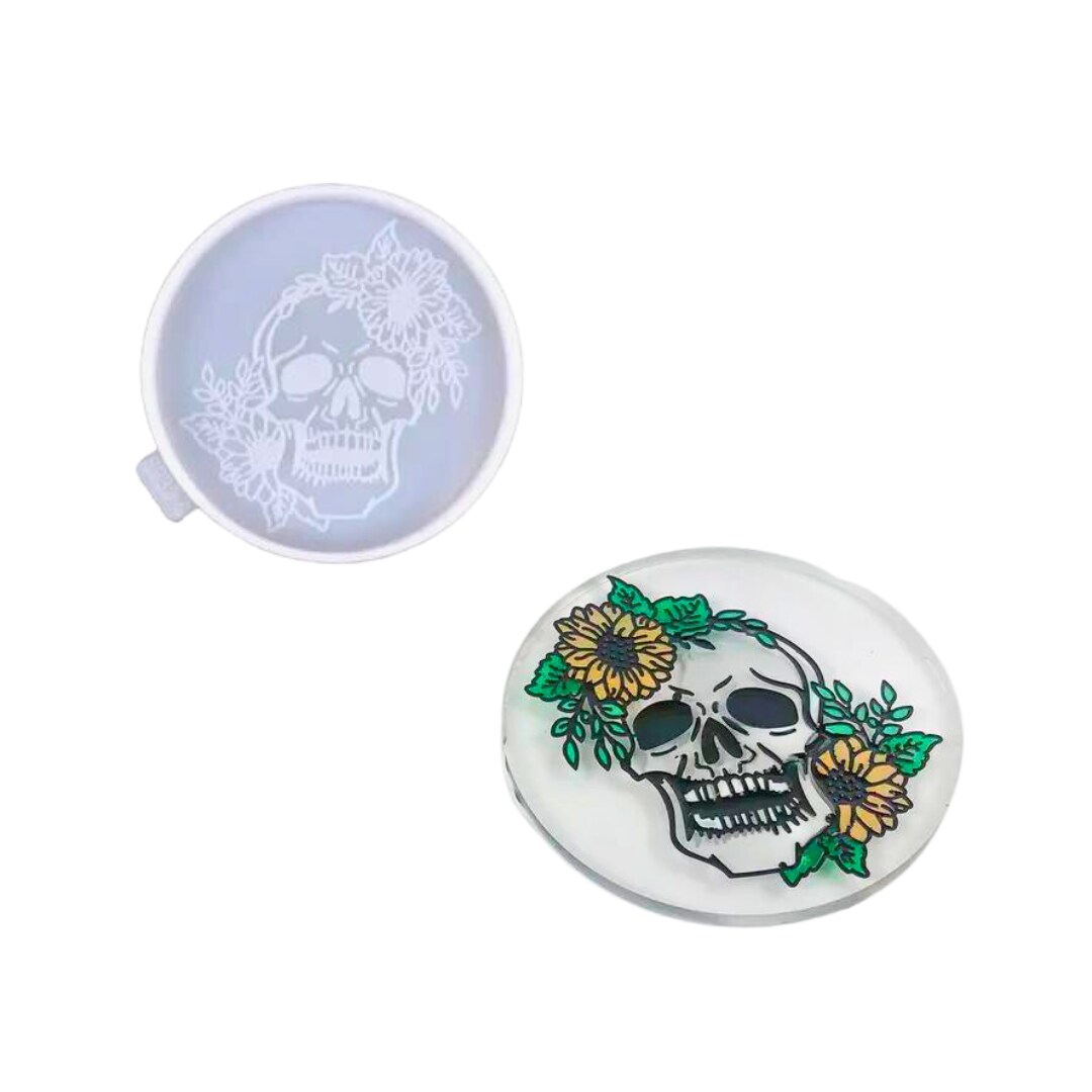 Skull With Flowers Round Coaster Mold for Epoxy Resin Art Michaels