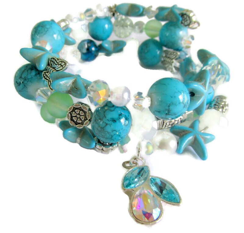 Turquoise Glass Bead Bracelet