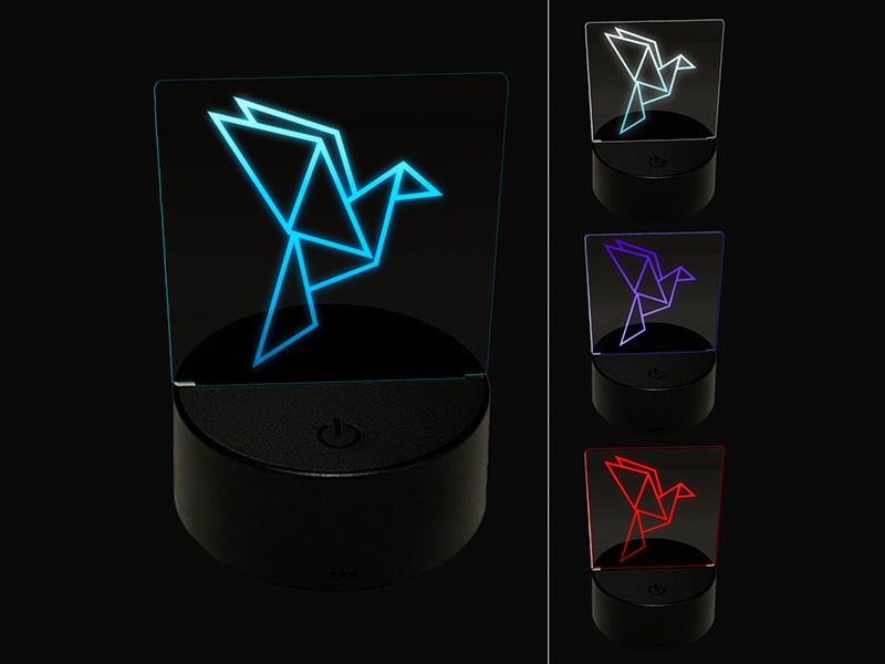 Origami Paper Bird 3D Illusion LED Night Light Sign Nightstand Desk Lamp