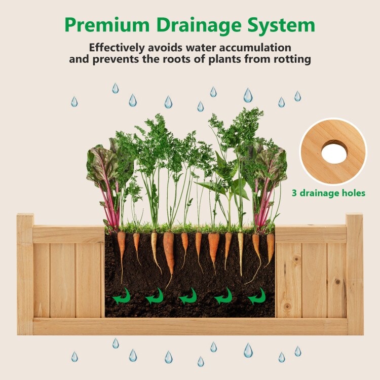 Natural Fir Wood Folding Planter Box Outdoor Raised Plant Container 27.5 Inch