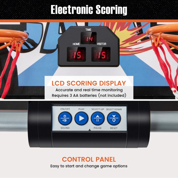 Black Foldable Indoor Basketball Arcade Game with LED Electronic Scoring