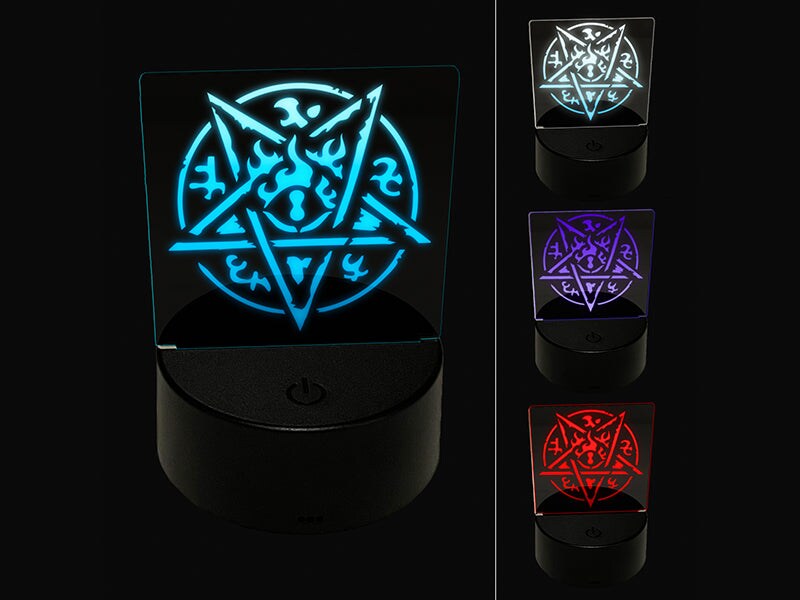 Cthulhu Elder Sign Eldritch Horror Pentagram 3D Illusion LED Night Light Sign Nightstand Desk Lamp