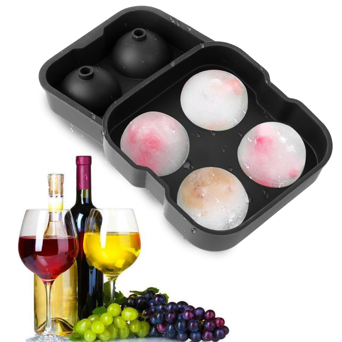 2xICE Balls Maker Round Sphere Tray Mold Whiskey Bourbon Ball Cocktails  Silicone