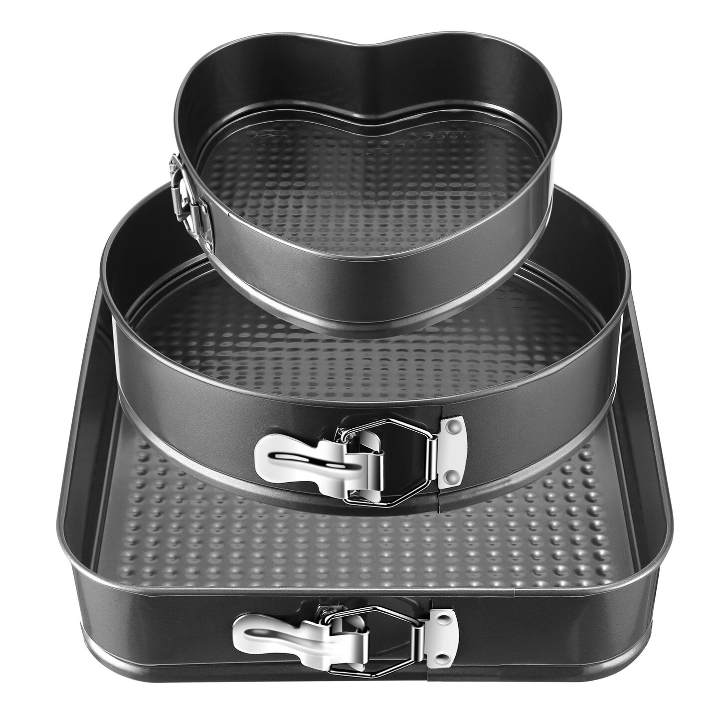 Eggracks by Global Phoenix Non Stick Spring form Bakeware 3Pcs Pan Set with Removable Bottom