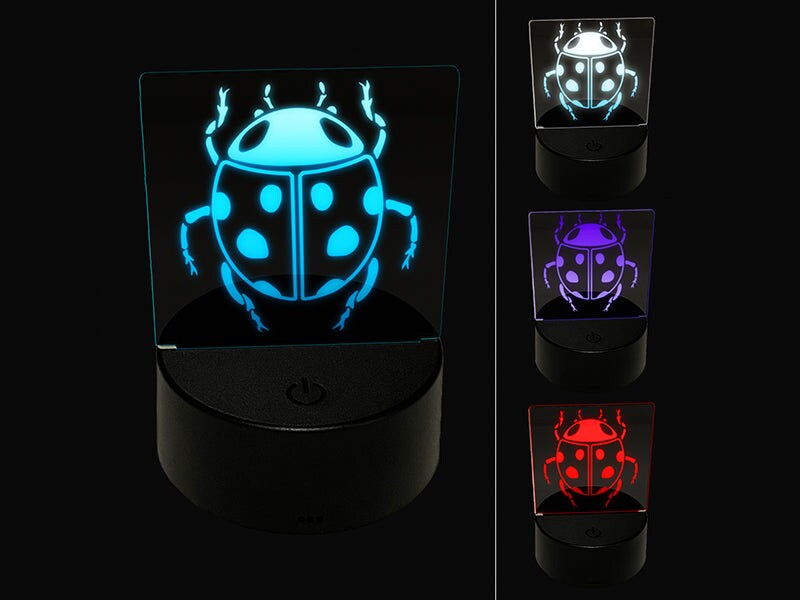 Ladybug Drawing 3D Illusion LED Night Light Sign Nightstand Desk Lamp