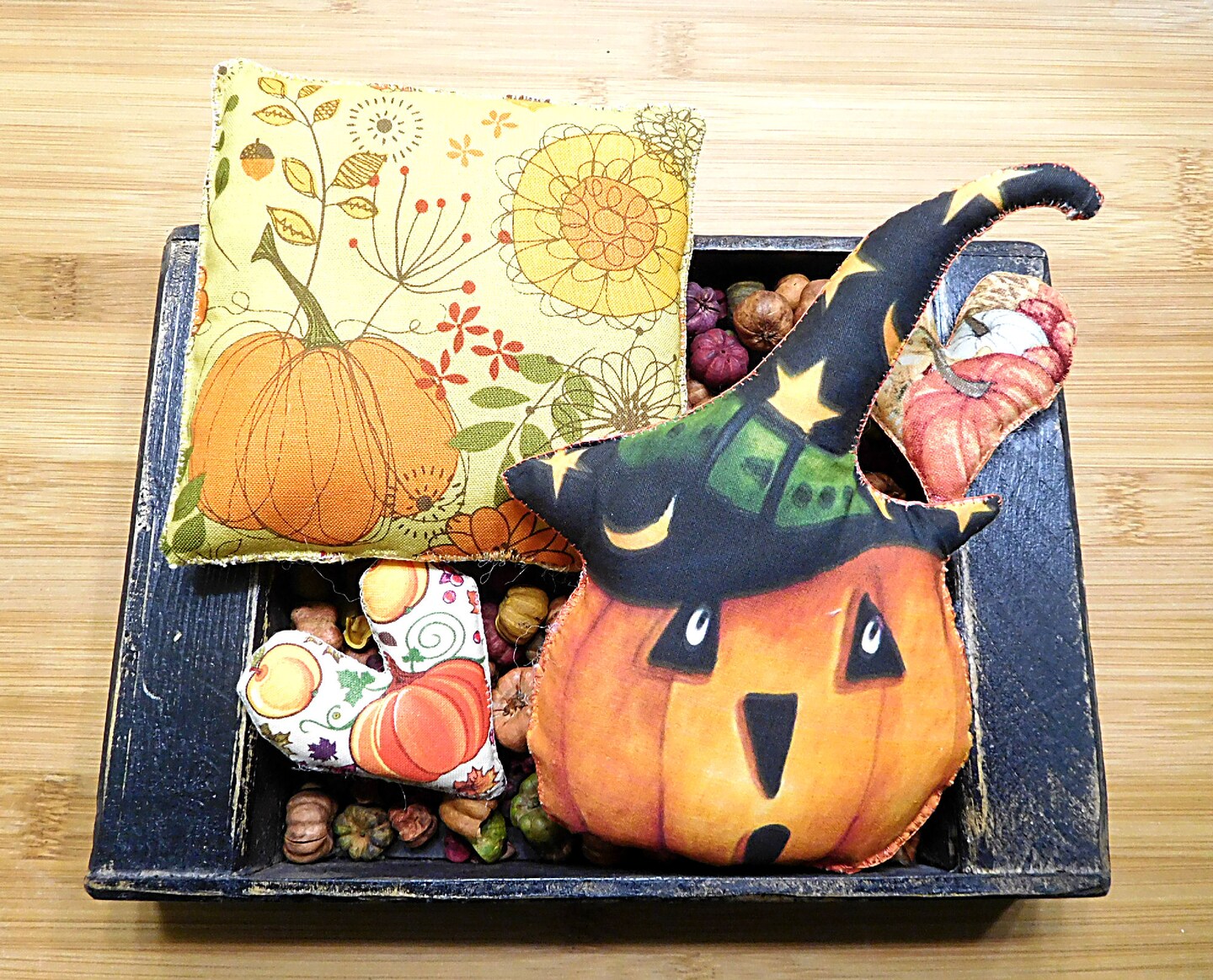 Raven and Pumpkin Pillow Raven Bowl Filler Autumn Pillow 