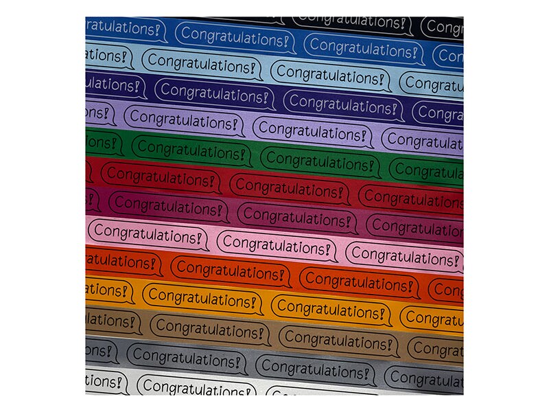 Congratulations Chat Bubble Satin Ribbon for Bows Gift Wrapping - 1&#x22; - 3 Yards