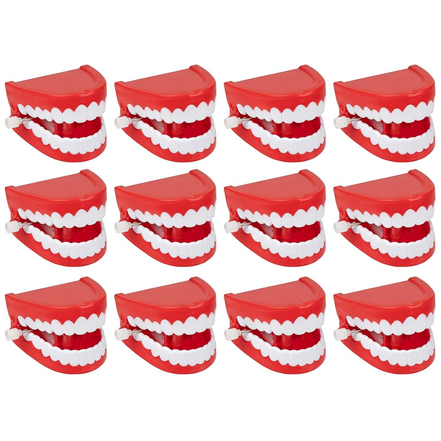 12-Pack Wind Up Chomping & Chattering Teeth Toys for Birthday Party Favors, Novelty and Gag Gifts, 2.5 X 1.5 inches