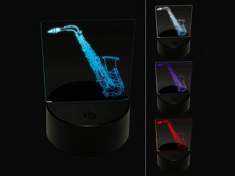 Alto Saxophone Woodwind Musical Instrument 3D Illusion LED Night Light Sign Nightstand Desk Lamp