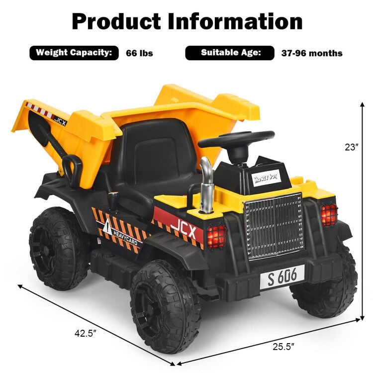 12V Battery Kids Ride On Dump Truck with Electric Bucket